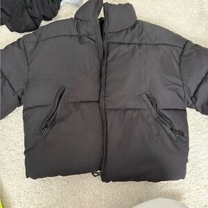 Black Puffy Zip-Up Jacket